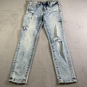 Vervet Jeans Womens 26 Blue Acid Wash Mid Rise Skinny Distressed Stretch Denim